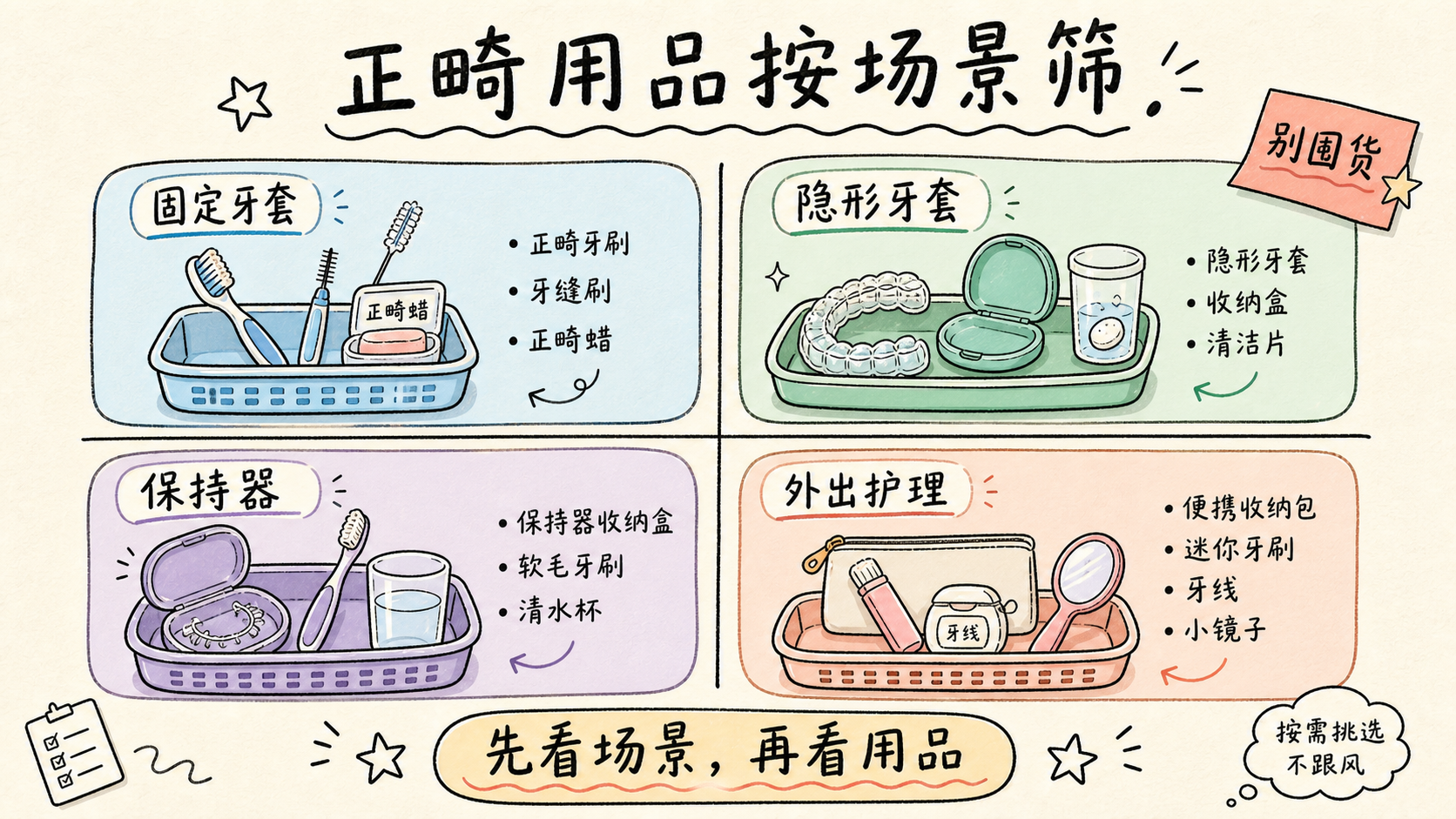 正畸用品按场景筛手账图
